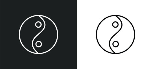 yin yang line icon in white and black colors. yin yang flat vector icon from yin yang collection for web, mobile apps and ui.