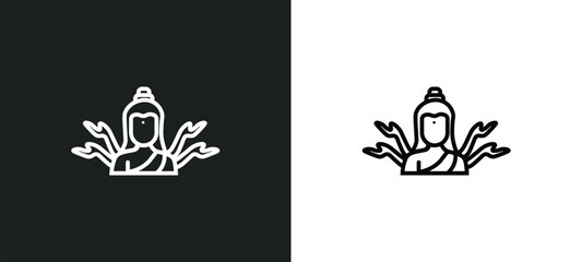 shiva line icon in white and black colors. shiva flat vector icon from shiva collection for web, mobile apps and ui.