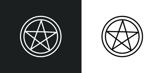 satanism line icon in white and black colors. satanism flat vector icon from satanism collection for web, mobile apps and ui.