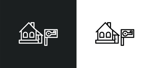 for rent line icon in white and black colors. for rent flat vector icon from for rent collection web, mobile apps and ui.