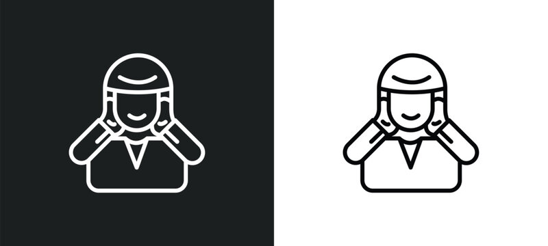 adhan call line icon in white and black colors. adhan call flat vector icon from adhan call collection for web, mobile apps and ui.