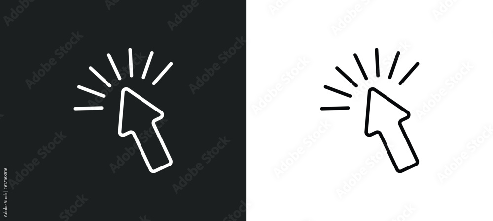 Poster click line icon in white and black colors. click flat vector icon from click collection for web, mob