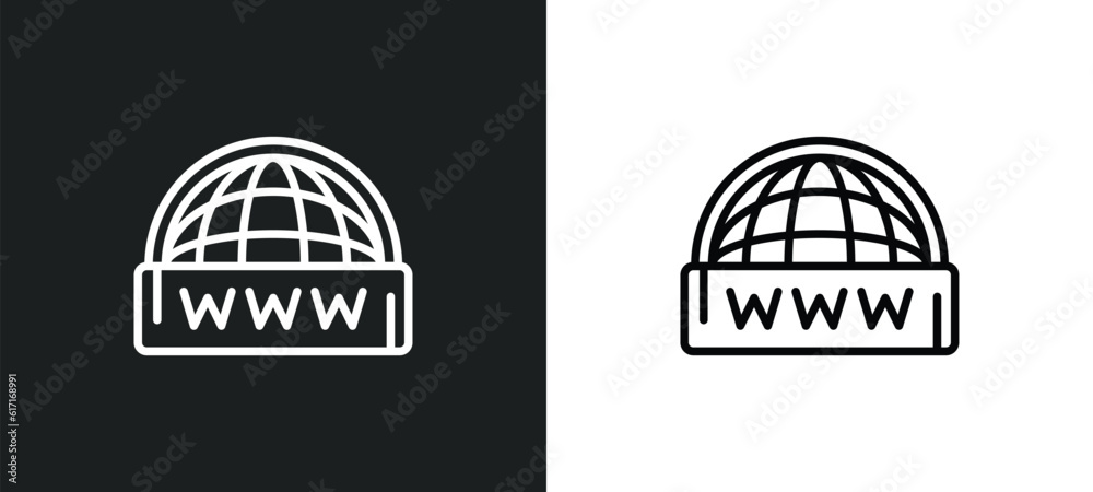 Wall mural www line icon in white and black colors. www flat vector icon from www collection for web, mobile ap