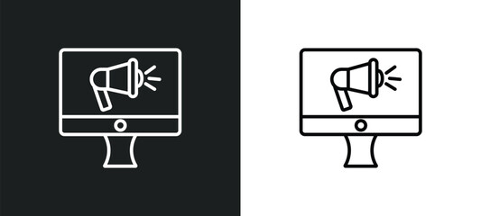 advertising line icon in white and black colors. advertising flat vector icon from advertising collection for web, mobile apps and ui.