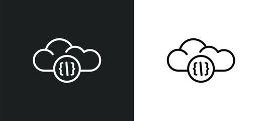 cloud storage line icon in white and black colors. cloud storage flat vector icon from cloud storage collection for web, mobile apps and ui.