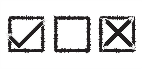 Icon set of checboxt and cross vector, 