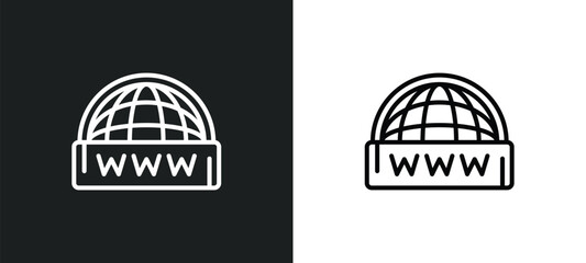 www line icon in white and black colors. www flat vector icon from www collection for web, mobile apps and ui.