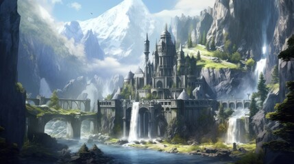 Fototapeta na wymiar Fantasy RPG Surroundings Game Artwork