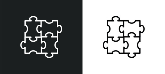 puzzle piece line icon in white and black colors. puzzle piece flat vector icon from puzzle piece collection for web, mobile apps and ui.