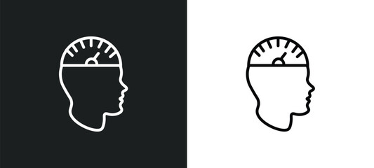 mind tachometer line icon in white and black colors. mind tachometer flat vector icon from mind tachometer collection for web, mobile apps and ui.