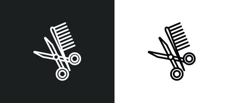 barber line icon in white and black colors. barber flat vector icon from barber collection for web, mobile apps and ui.