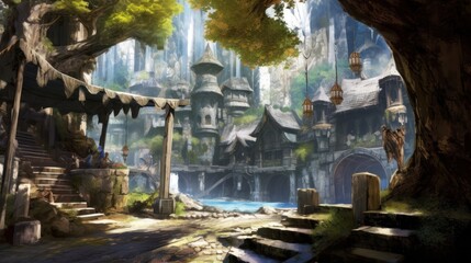 Fototapeta na wymiar Fantasy RPG Surroundings Game Artwork