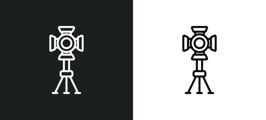 spotlight line icon in white and black colors. spotlight flat vector icon from spotlight collection for web, mobile apps and ui.