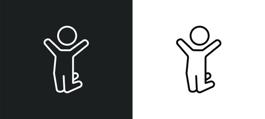 man jumping up line icon in white and black colors. man jumping up flat vector icon from man jumping up collection for web, mobile apps and ui.