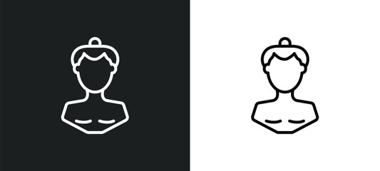 sumo fighter line icon in white and black colors. sumo fighter flat vector icon from sumo fighter collection for web, mobile apps and ui.