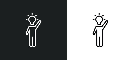 man with an idea line icon in white and black colors. man with an idea flat vector icon from man with an idea collection for web, mobile apps and ui.
