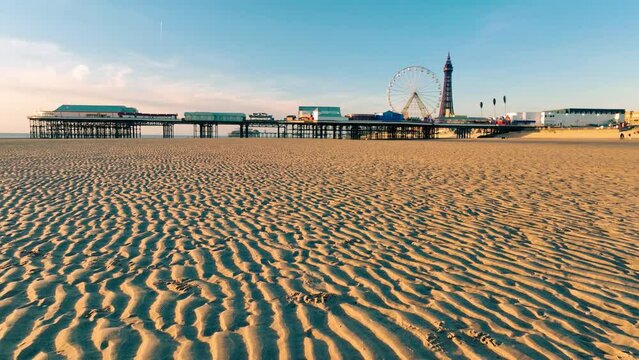 Blackpool Beach, Central Pier and Blackpool Tower
