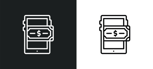 mobile money line icon in white and black colors. mobile money flat vector icon from mobile money collection for web, apps and ui.