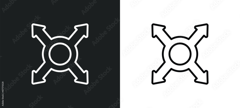 Poster maximize line icon in white and black colors. maximize flat vector icon from maximize collection for