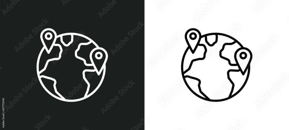 Poster localization line icon in white and black colors. localization flat vector icon from localization co