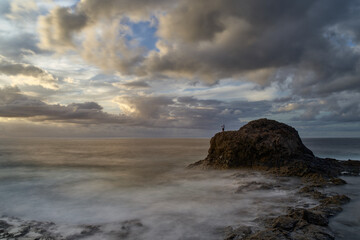 Long exposure sunset with cloudy sky