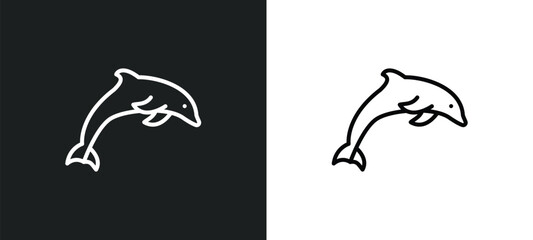 dolphin line icon in white and black colors. dolphin flat vector icon from dolphin collection for web, mobile apps and ui.