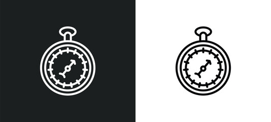 Fototapeta na wymiar barometer line icon in white and black colors. barometer flat vector icon from barometer collection for web, mobile apps and ui.