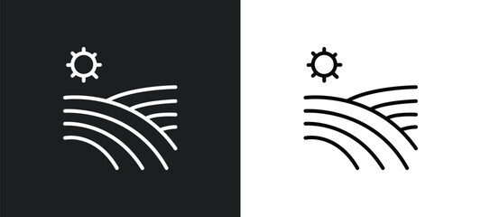 vineyard line icon in white and black colors. vineyard flat vector icon from vineyard collection for web, mobile apps and ui.