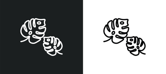 Fototapeta na wymiar leaf monstera line icon in white and black colors. leaf monstera flat vector icon from leaf monstera collection for web, mobile apps and ui.