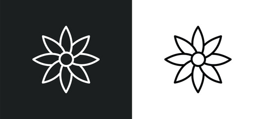 Fototapeta na wymiar clematis line icon in white and black colors. clematis flat vector icon from clematis collection for web, mobile apps and ui.