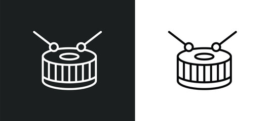 snare drum line icon in white and black colors. snare drum flat vector icon from snare drum collection for web, mobile apps and ui.