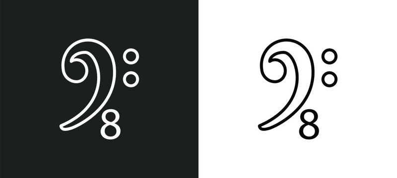 octave clef line icon in white and black colors. octave clef flat vector icon from octave clef collection for web, mobile apps and ui.