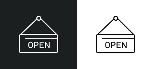 open line icon in white and black colors. open flat vector icon from open collection for web, mobile apps and ui.