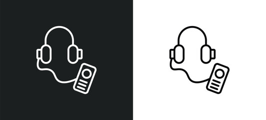 audio guide line icon in white and black colors. audio guide flat vector icon from audio guide collection for web, mobile apps and ui.
