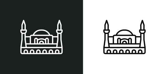 hagia sophia line icon in white and black colors. hagia sophia flat vector icon from hagia sophia collection for web, mobile apps and ui.