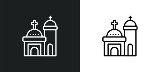 blue domed church line icon in white and black colors. blue domed church flat vector icon from blue domed church collection for web, mobile apps and ui.