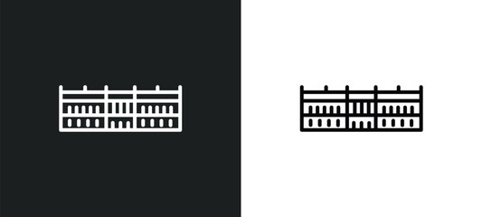 palace of versailles line icon in white and black colors. palace of versailles flat vector icon from palace of versailles collection for web, mobile apps and ui.