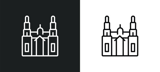 cathedral line icon in white and black colors. cathedral flat vector icon from cathedral collection for web, mobile apps and ui.
