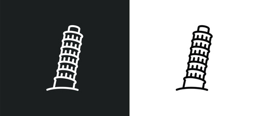 tower of pisa line icon in white and black colors. tower of pisa flat vector icon from tower of pisa collection for web, mobile apps and ui.