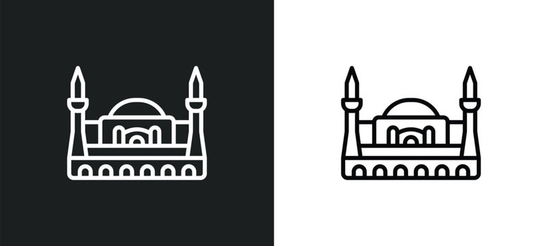 hagia sophia line icon in white and black colors. hagia sophia flat vector icon from hagia sophia collection for web, mobile apps and ui.