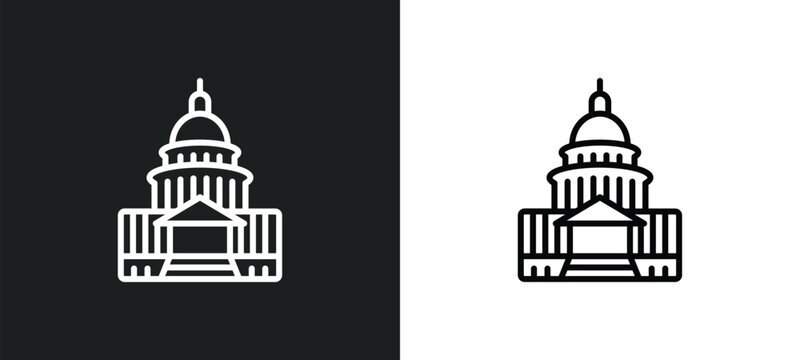 united states capitol line icon in white and black colors. united states capitol flat vector icon from united states capitol collection for web, mobile apps and ui.