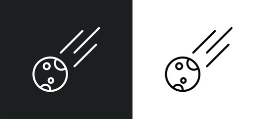 space comet line icon in white and black colors. space comet flat vector icon from space comet collection for web, mobile apps and ui. - obrazy, fototapety, plakaty