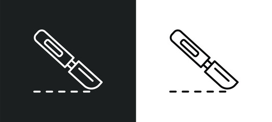 scalpel line icon in white and black colors. scalpel flat vector icon from scalpel collection for web, mobile apps and ui.