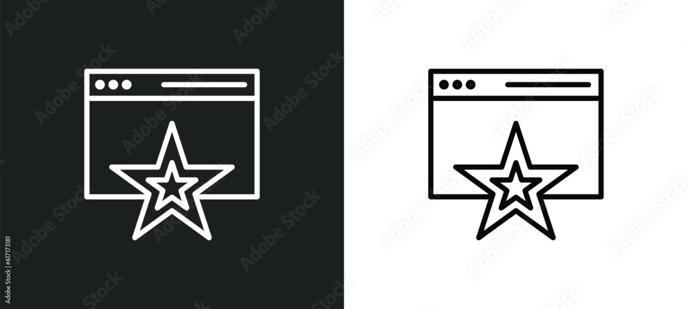 Poster favorite web line icon in white and black colors. favorite web flat vector icon from favorite web co