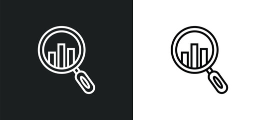 analyze line icon in white and black colors. analyze flat vector icon from analyze collection for web, mobile apps and ui.