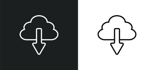 download from cloud line icon in white and black colors. download from cloud flat vector icon from download cloud collection for web, mobile apps and ui.