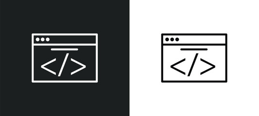 webcode line icon in white and black colors. webcode flat vector icon from webcode collection for web, mobile apps and ui.