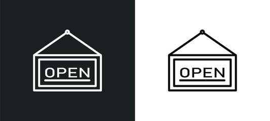 open line icon in white and black colors. open flat vector icon from open collection for web, mobile apps and ui.