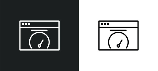 velocity test line icon in white and black colors. velocity test flat vector icon from velocity test collection for web, mobile apps and ui.