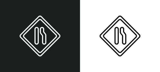 narrow right lane line icon in white and black colors. narrow right lane flat vector icon from narrow right lane collection for web, mobile apps and ui.